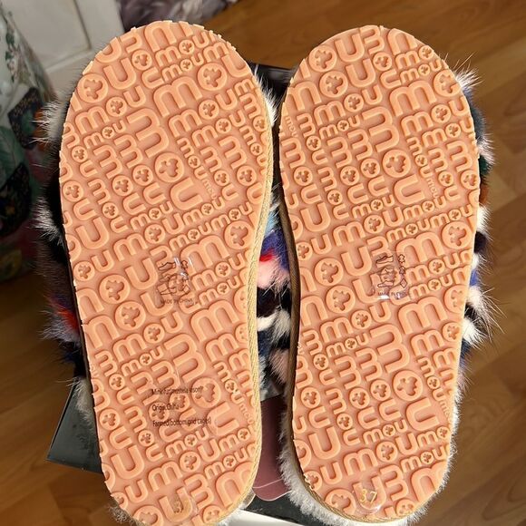 MINKY FUR STRIPY IN ROSE MULTI BY MOU - Picture 5 of 5